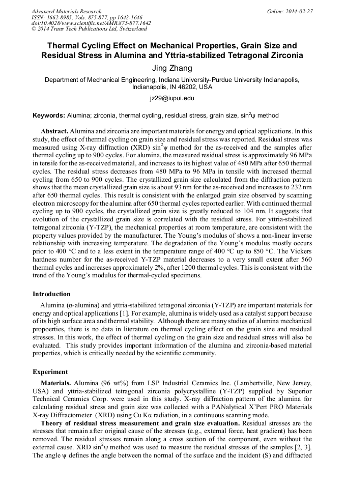Thermal Cycling Effect on Mechanical Properties, Grain Size and