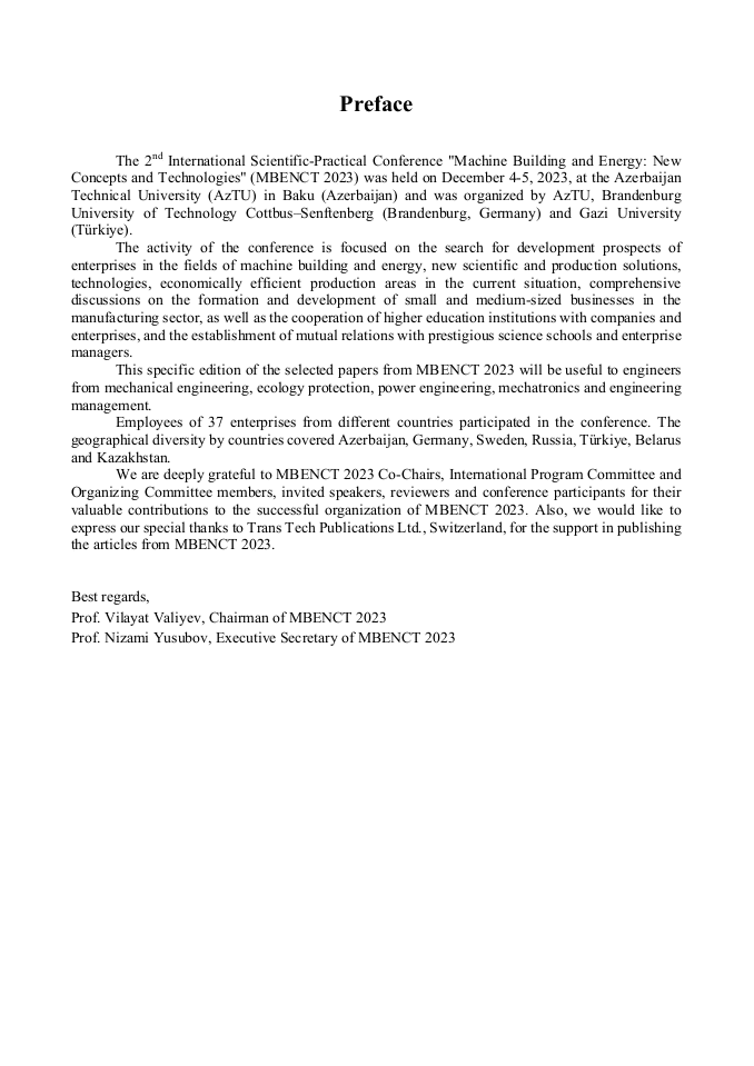 Preface | Machine Building and Energy: New Concepts and Technologies ...