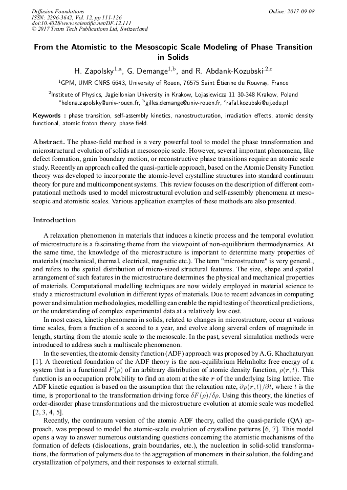 From the Atomistic to the Mesoscopic Scale Modeling of Phase Transition