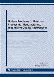 Modern Problems in Materials Processing, Manufacturing, Testing and Quality Assurance II