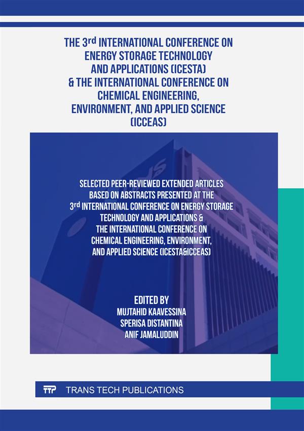 The 3rd Int. Conf. on Energy Storage Technology and Applications (ICESTA) & The Int. Conf. on Chemical Engineering, Environment, and Applied Science (ICCEAS)