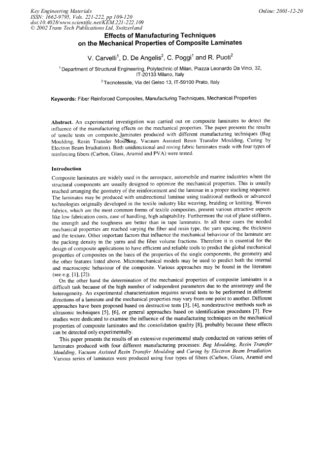 Effects of Manufacturing Techniques on the Mechanical Properties of