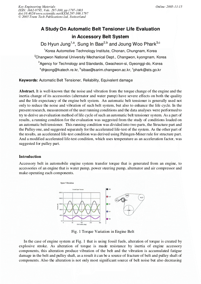 A Study on Automatic Belt Tensioner Life Evaluation in Accessory Belt