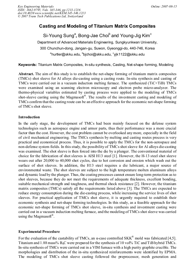 Casting and Modeling of Titanium Matrix Composites