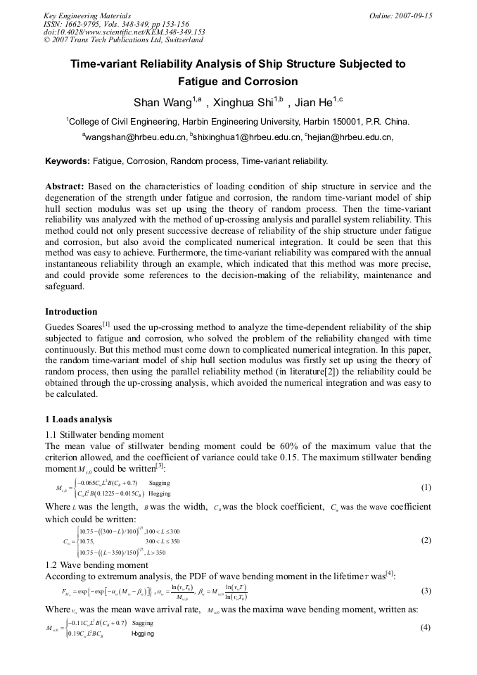 Time-Variant Reliability Analysis of Ship Structure Subjected to ...