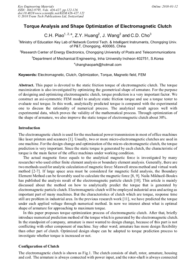 Torque Analysis and Shape Optimization of Clutch