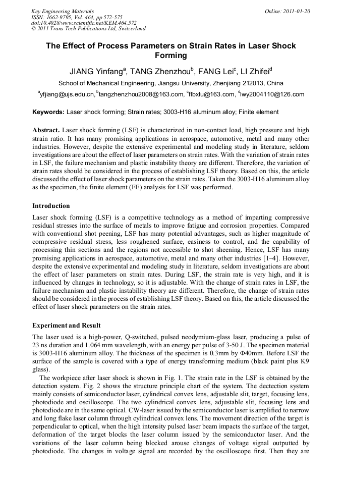 The Effect of Process Parameters on Strain Rates in Laser Shock Forming