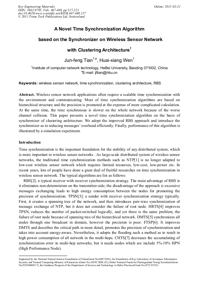 A Novel Time Synchronization Algorithm Based on the Synchronizer on