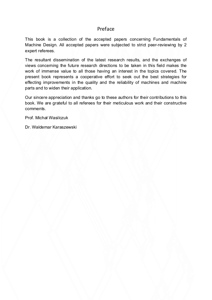 Preface | Fundamentals of Machine Design | Scientific.Net