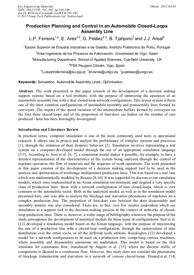 Production Planning and Control in an Automobile Closed-Loops Assembly ...