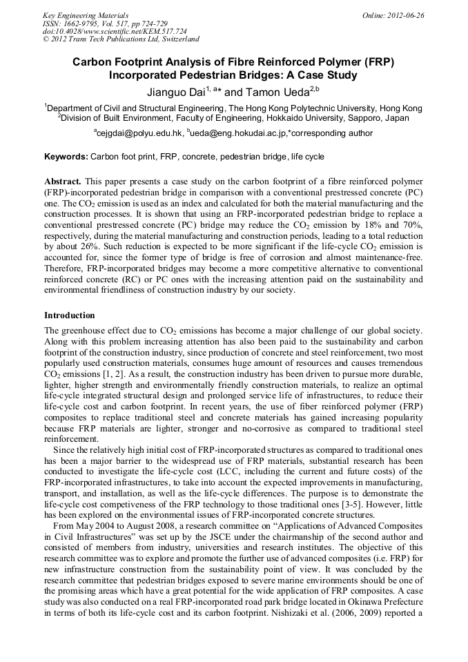 Carbon Footprint Analysis of Fibre Reinforced Polymer (FRP
