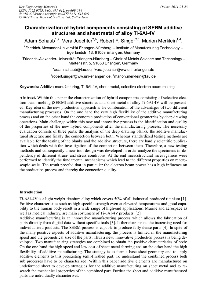 Characterization of Hybrid Components Consisting of SEBM Additive ...
