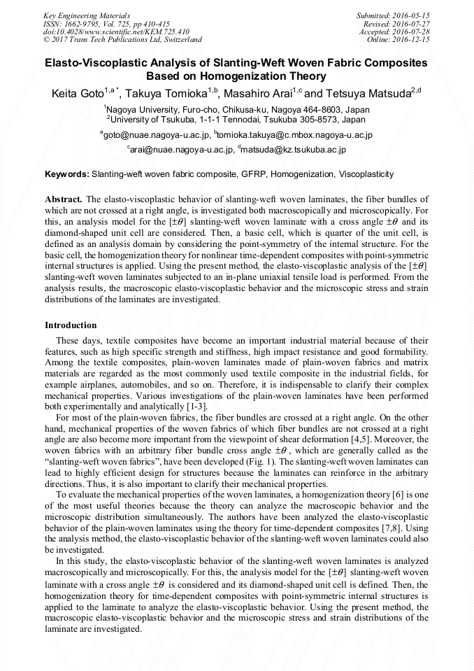 ElastoViscoplastic Analysis of SlantingWeft Woven Fabric Composites
