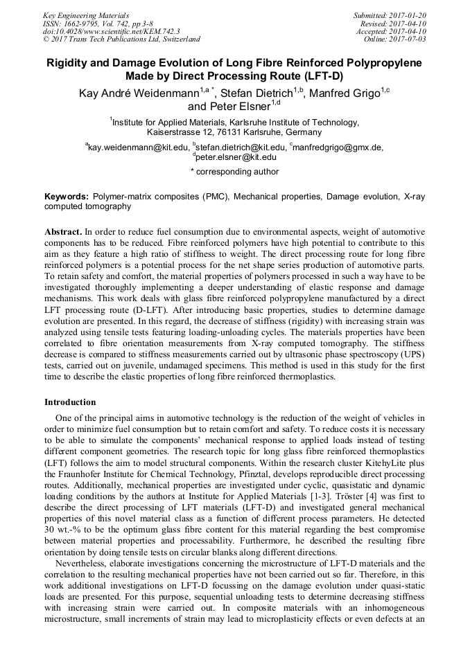 Rigidity and Damage Evolution of Long Fibre Reinforced Polypropylene ...