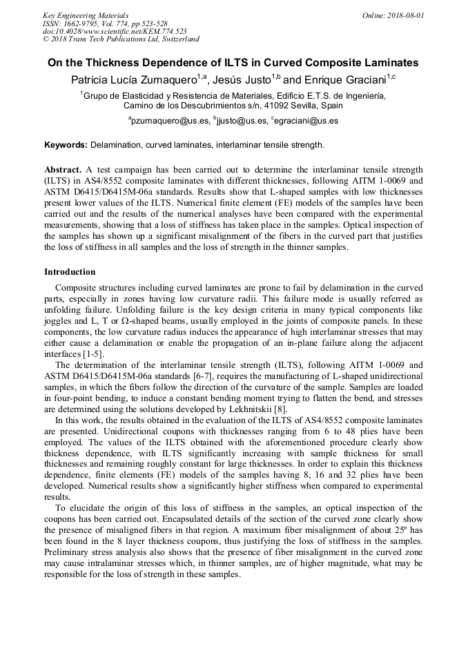 On the Thickness Dependence of ILTS in Curved Composite Laminates