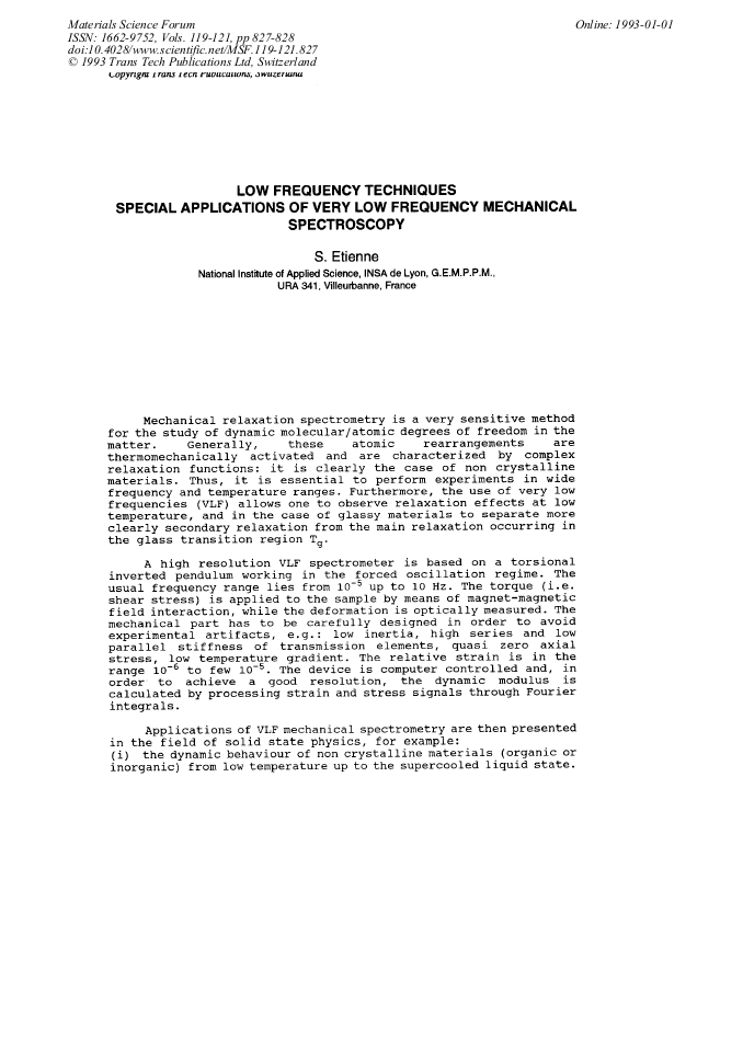 Low Frequency Techniques Special Applications of Very Low Frequency