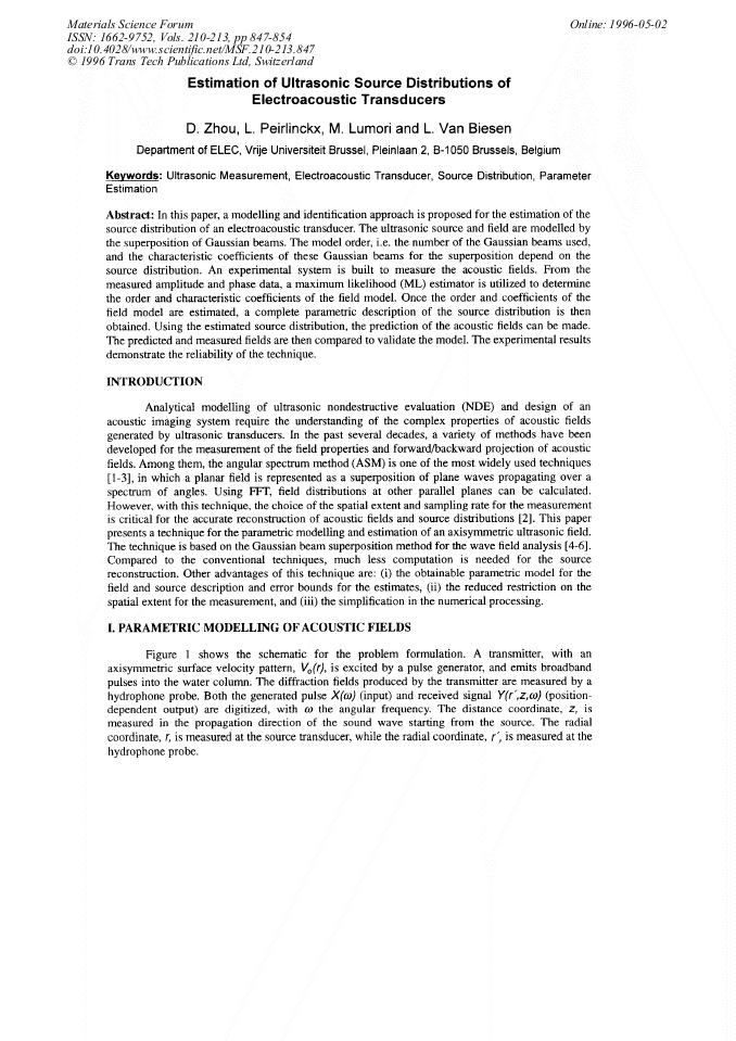 Estimation of Ultrasonic Source Distributions of Electroacoustic