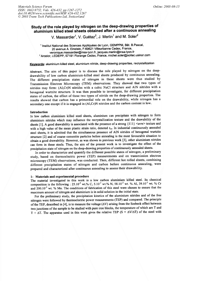 Study of the Role Played by Nitrogen on the DeepDrawing Properties of