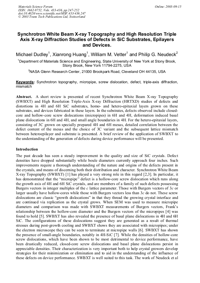 Synchrotron White Beam X Ray Topography And High Resolution - 