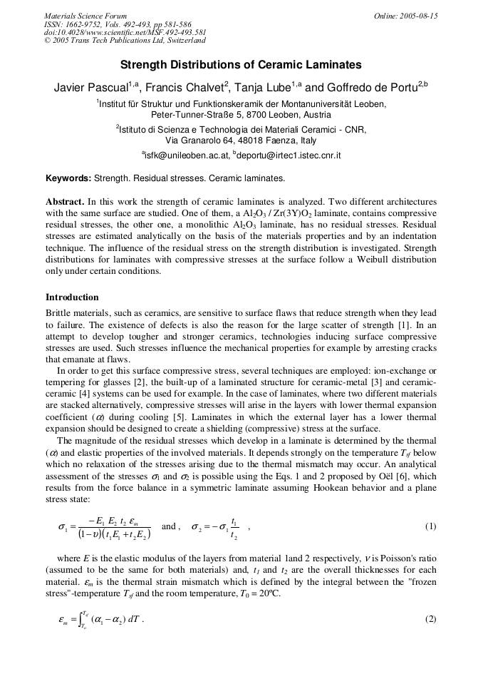 Strength Distributions in Ceramic Laminates