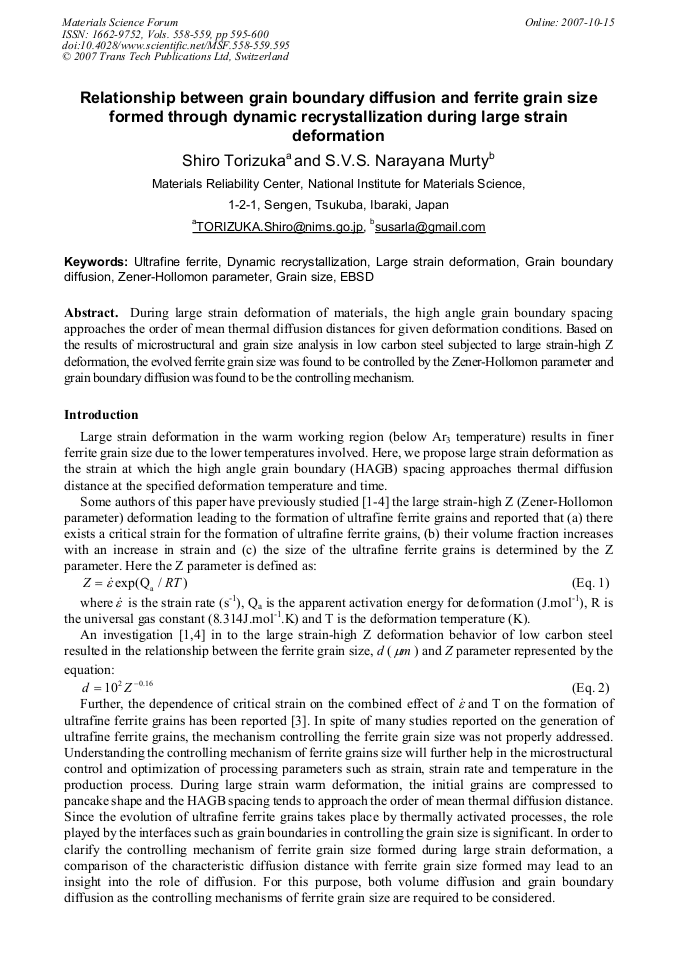 Relationship between Grain Boundary Diffusion and Ferrite Grain Size