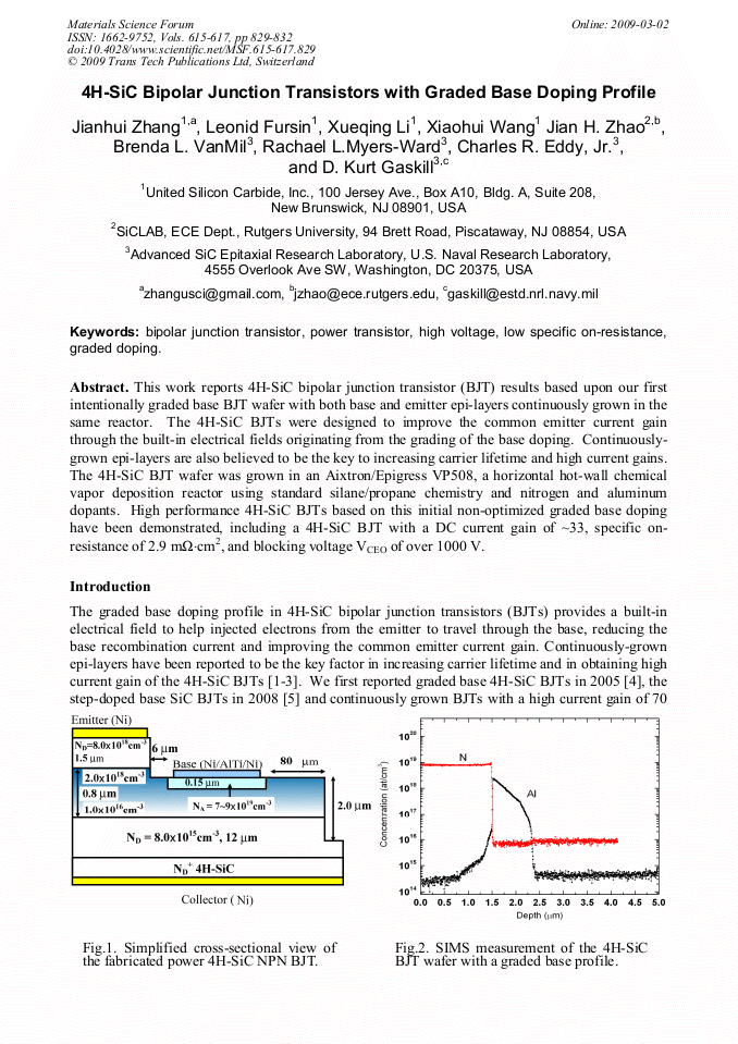4HSiC Bipolar Junction Transistors with Graded Base Doping Profile