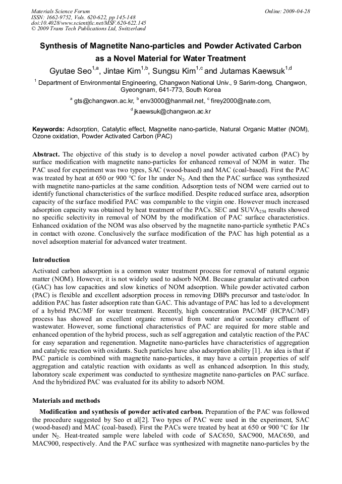 Synthesis of NanoParticles and Powder Activated Carbon as a