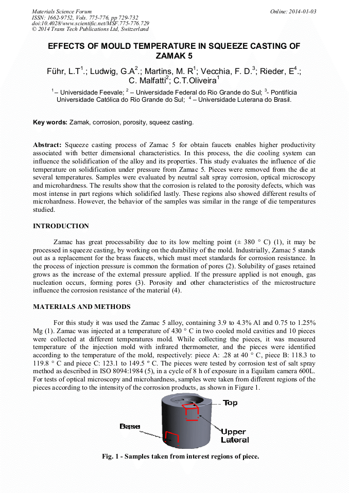 Effects of Mould Temperature in Squeeze Casting of Zamak 5