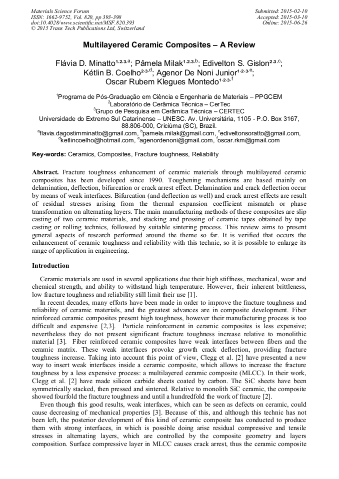 Multilayered Ceramic Composites A Review