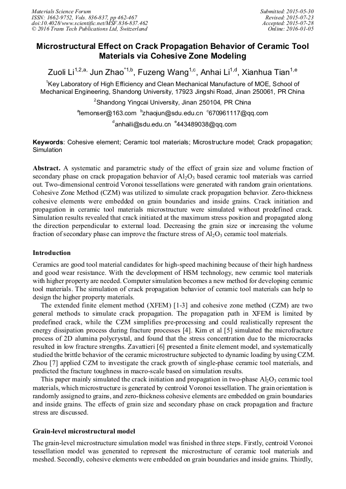 Microstructural Effect on Crack Propagation Behavior of Ceramic Tool