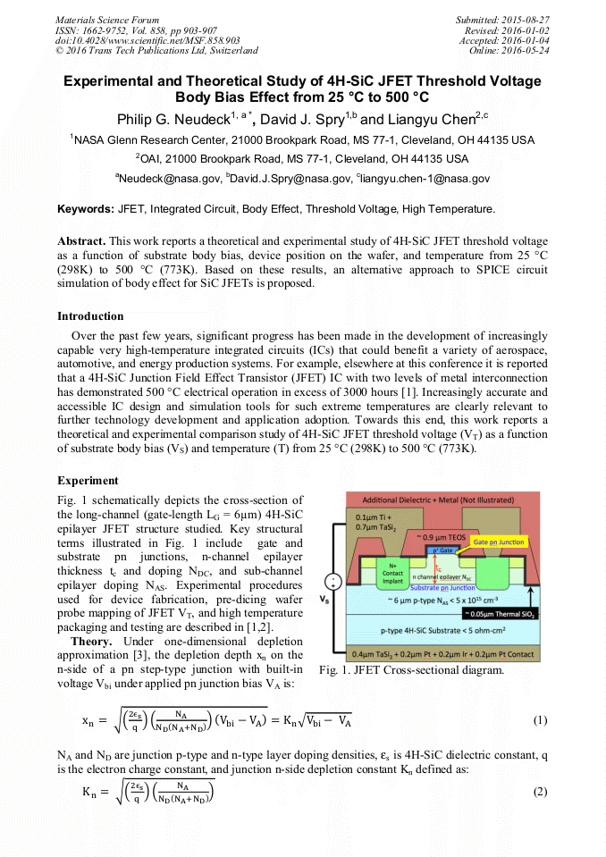 Experimental and Theoretical Study of 4HSiC JFET Threshold Voltage