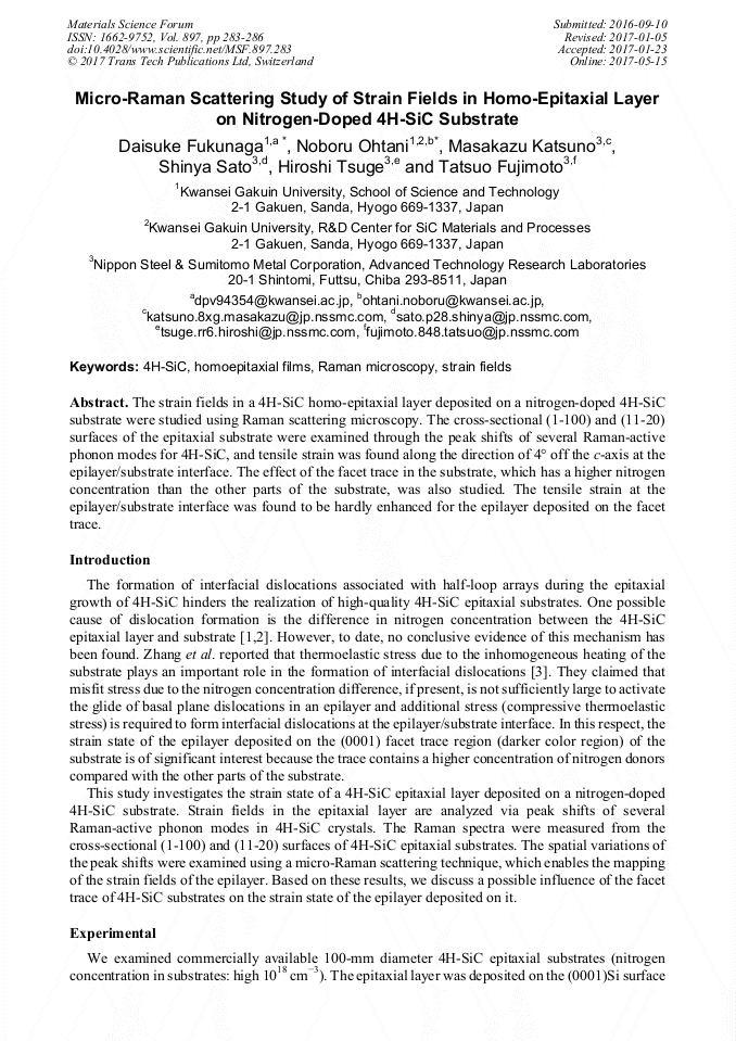 Micro Raman Scattering Study Of Strain Fields In Homo Epitaxial Layer Micro raman scattering study of strain fields in homo epitaxial layer